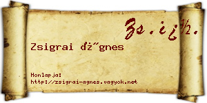 Zsigrai Ágnes névjegykártya